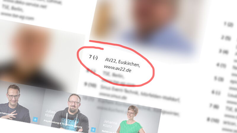 AV22 auf Platz sieben in der Kategorie Video- und Medientechnik