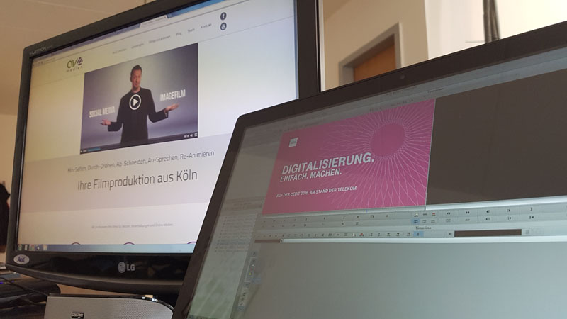 Die Website von av22 und der Slogan der Deutschen Telekom für die CeBIT