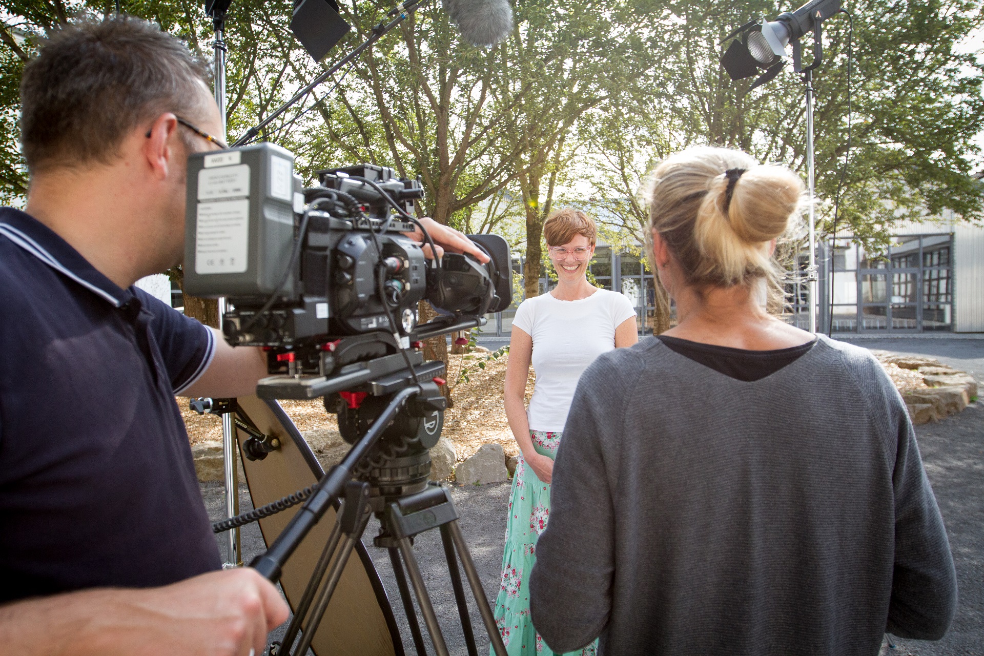 Darstellung einer Interviewsituation vor der Kamera